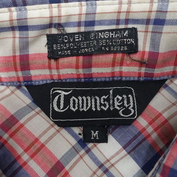 Townsley Shirt Men Medium Multicolor Check Polyester Pearl Snap Collared Classic - Picture 3 of 7